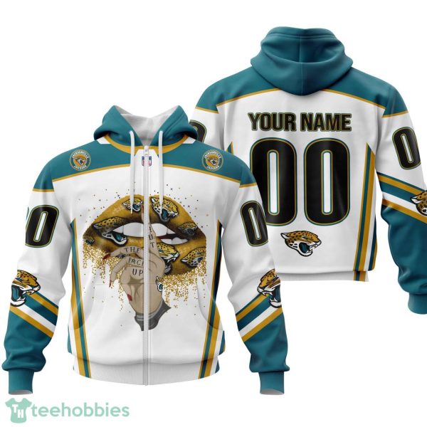 Jacksonville Jaguars Sexy Lips Custom Name And Number 3D Hoodie Product Photo 2