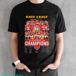 Kansas City Chiefs Back 3 Back 2023 2024 AFC Championship Game Champions Signatures Shirt - Black Unisex T-Shirt