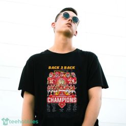 Kansas City Chiefs Back 3 Back 2023 2024 AFC Championship Game Champions Signatures Shirt - G500 Gildan T-Shirt