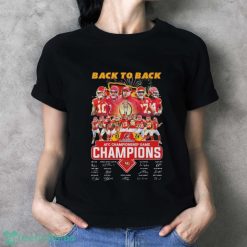 Kansas City Chiefs Back To Back 2023 2024 AFC Championship Game Champions Signatures Shirt - Ladies T-Shirt