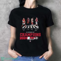 Kansas City Chiefs Is Champions Of AFC Championship Game Season 2023-2024 At Jan 28 MT Bank Stadium Abbey Road Team Member Signatures Shirt - Ladies T-Shirt