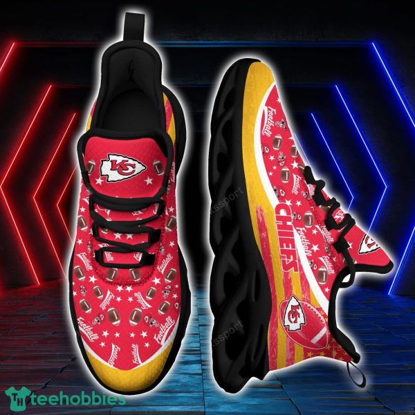Kansas City Chiefs NFL Ball Pattern Black And White Clunky Max Soul Shoes Running Lover Gift Product Photo 1