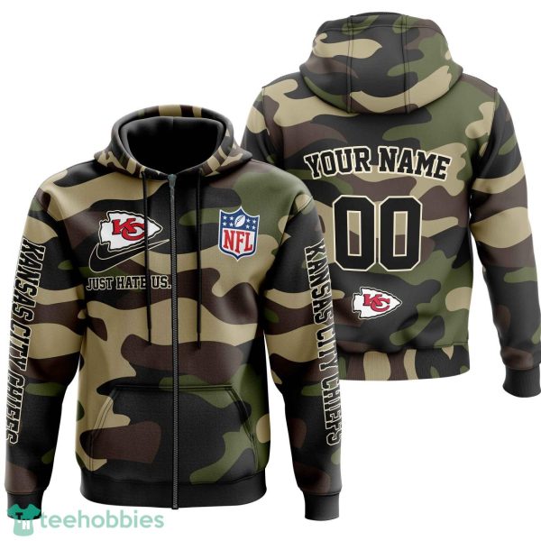 Kansas City Chiefs Personalized Name And Number Hoodie Camo Style For Fans Product Photo 2