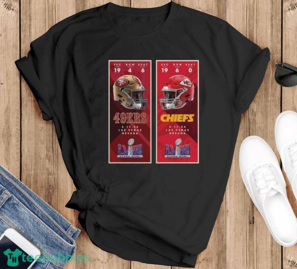 Kansas City Chiefs vs. San Francisco 49ers 2024 Super Bowl LVIII Matchup Shirt - Black T-Shirt