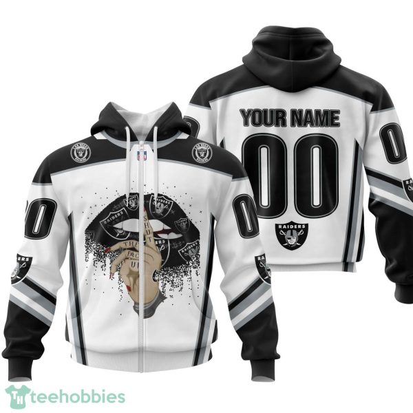 Las Vegas Raiders Sexy Lips Custom Name And Number 3D Hoodie Product Photo 2