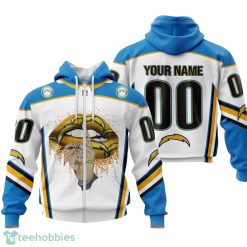 Los Angeles Chargers Sexy Lips Custom Name And Number 3D Hoodie Product Photo 2