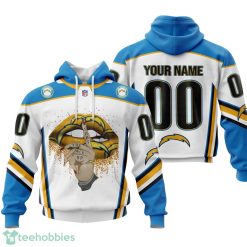 Los Angeles Chargers Sexy Lips Custom Name And Number 3D Hoodie Product Photo 1