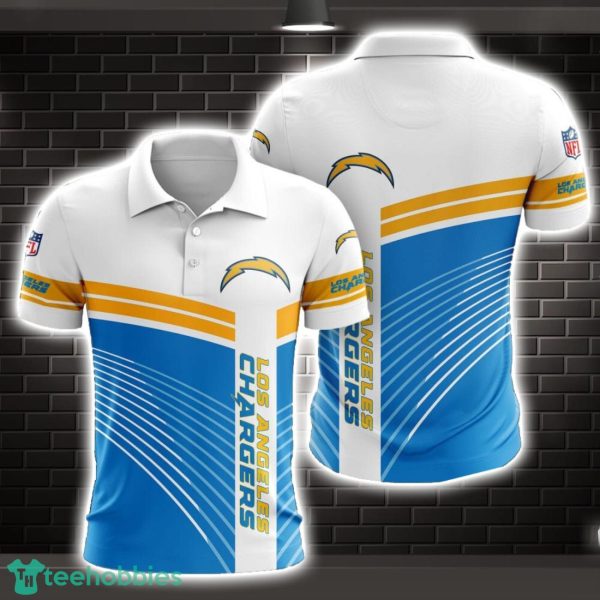 Los Angeles Chargers Striped Style 3D Polo Shirt Shirt For Sport Golf Lover Product Photo 1
