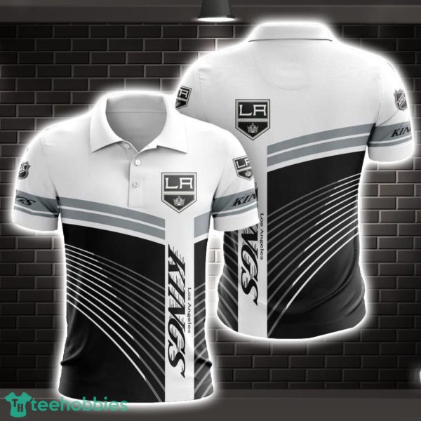Los Angeles Kings Striped Style 3D Polo Shirt Shirt For Sport Golf Lover Product Photo 1