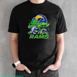 Los Angeles Rams Baby Yoda Happy St.Patrick’s Day Shamrock Shirt - Black Unisex T-Shirt