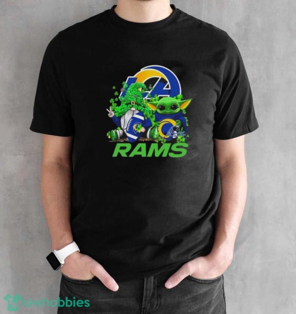 Los Angeles Rams Baby Yoda Happy St.Patrick’s Day Shamrock Shirt - Black Unisex T-Shirt