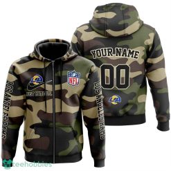Los Angeles Rams Personalized Name And Number Hoodie Camo Style For Fans Product Photo 2
