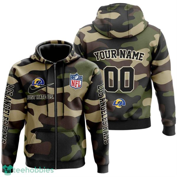 Los Angeles Rams Personalized Name And Number Hoodie Camo Style For Fans Product Photo 2