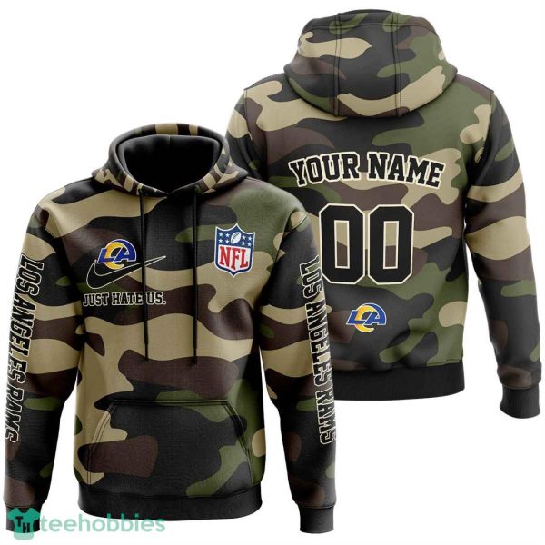 Los Angeles Rams Personalized Name And Number Hoodie Camo Style For Fans Product Photo 1