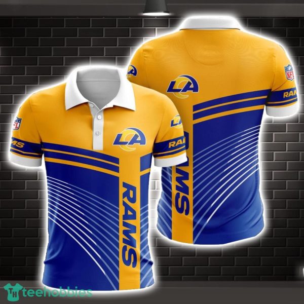 Los Angeles Rams Striped Style 3D Polo Shirt Shirt For Sport Golf Lover Product Photo 1