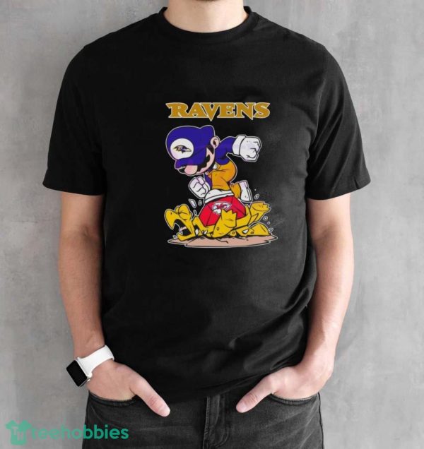 Mario Baltimore Ravens Stomps On Kansas City Chiefs Shirt - Black Unisex T-Shirt
