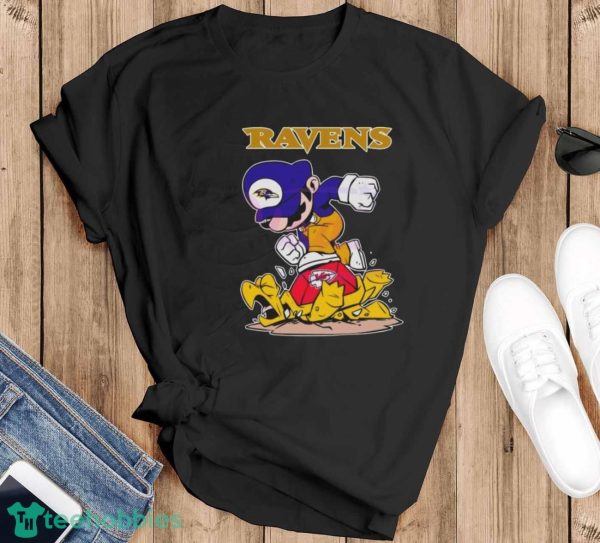Mario Baltimore Ravens Stomps On Kansas City Chiefs Shirt - Black T-Shirt