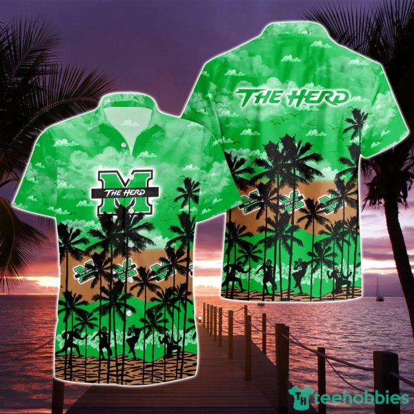 Marshall Thundering Herd Beach Shirt Cosconut Pattern 3D Hawaiian Shirt For Men And Women Product Photo 1