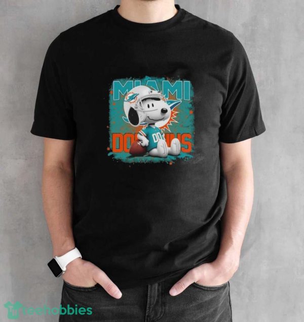 Miami Dolphins Mix Snoopy Shirt - Black Unisex T-Shirt