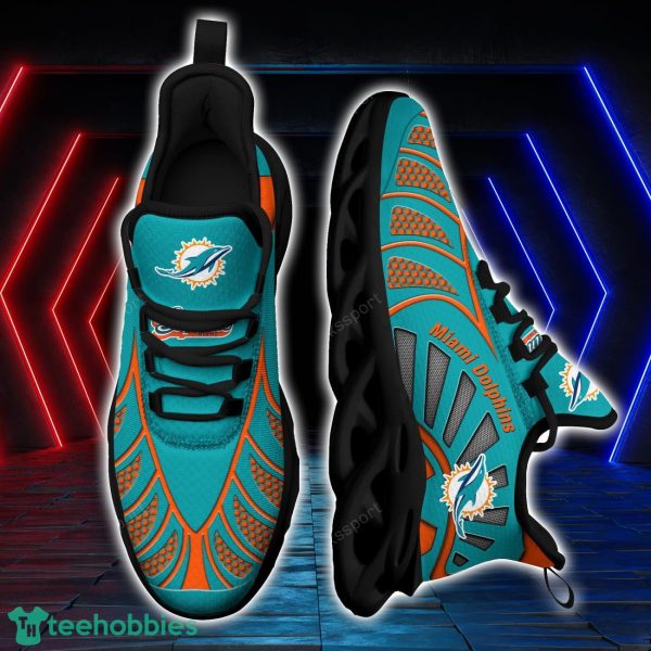 Miami Dolphins NFLBlack And White Clunky Max Soul Shoes New Designs For Fans Product Photo 1