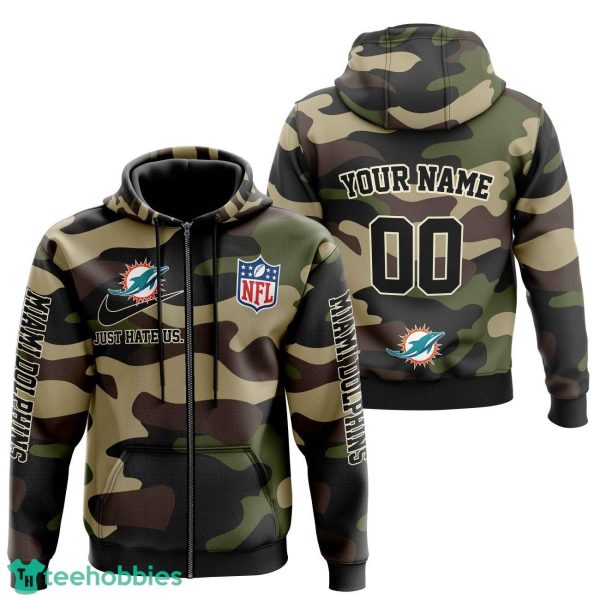 Miami Dolphins Personalized Name And Number Hoodie Camo Style For Fans Product Photo 2