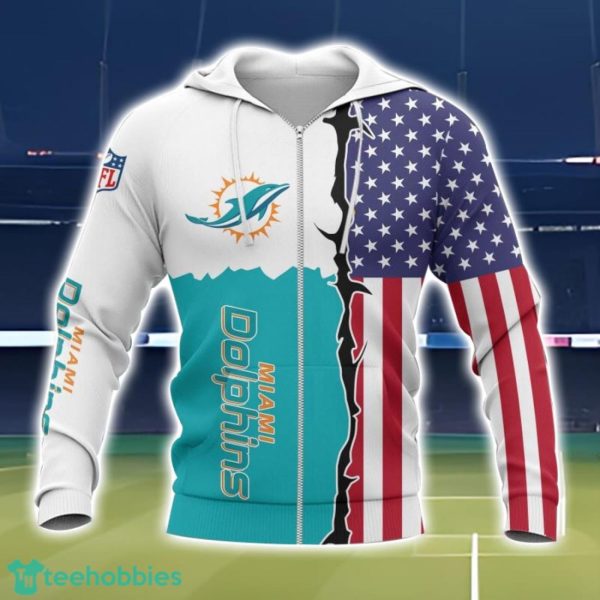 Miami Dolphins US Flag 3D All Over Printed T-shirt Hoodie Sweatshirt Product Photo 2