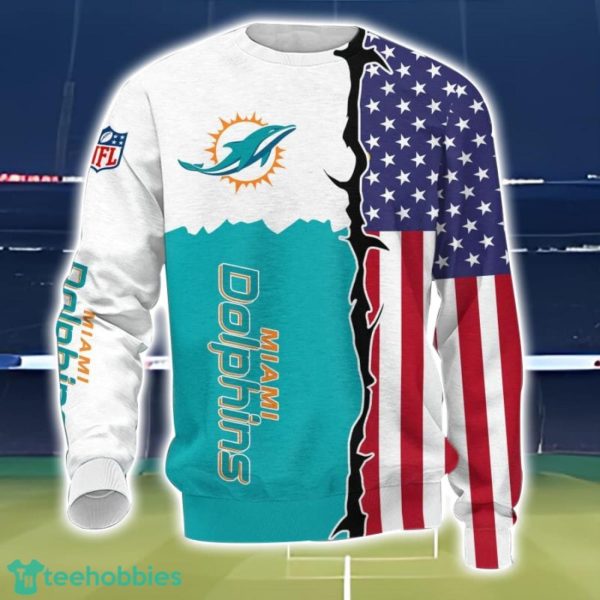 Miami Dolphins US Flag 3D All Over Printed T-shirt Hoodie Sweatshirt Product Photo 3