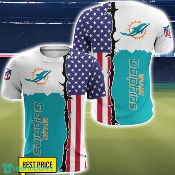 Miami Dolphins US Flag 3D All Over Printed T-shirt Hoodie Sweatshirt Product Photo 5