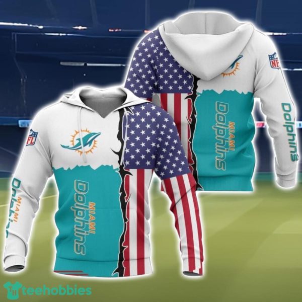 Miami Dolphins US Flag 3D All Over Printed T-shirt Hoodie Sweatshirt Product Photo 1