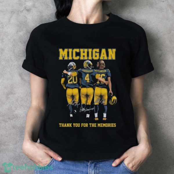 Michigan Wolverines Jim Harbaugh Thank You For The Memories Signatures Shirt - Ladies T-Shirt