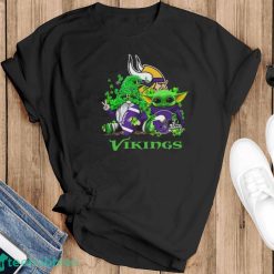 Minnesota Vikings Baby Yoda Happy St.Patrick’s Day Shamrock Shirt - Black T-Shirt