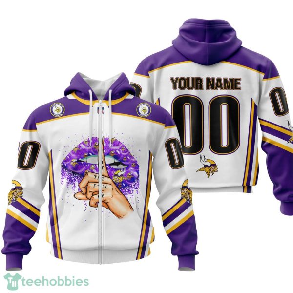 Minnesota Vikings Sexy Lips Custom Name And Number 3D Hoodie Product Photo 2