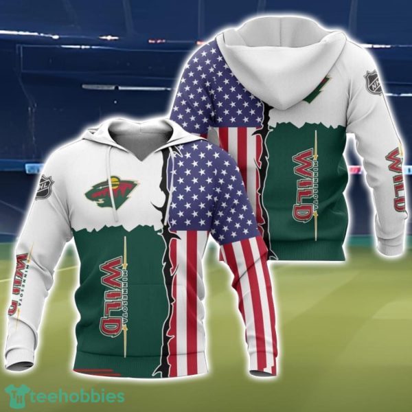 Minnesota Wild US Flag 3D All Over Printed T-shirt Hoodie Sweatshirt Product Photo 1