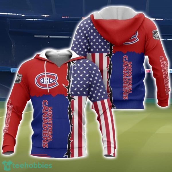 Montreal Canadiens US Flag 3D All Over Printed T-shirt Hoodie Sweatshirt Product Photo 1