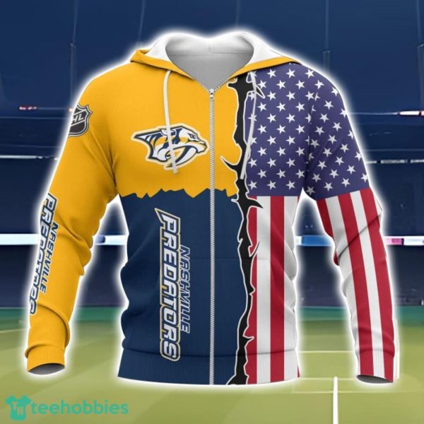 Nashville Predators US Flag 3D All Over Printed T-shirt Hoodie Sweatshirt Product Photo 2