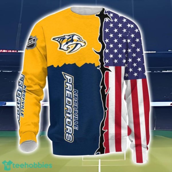 Nashville Predators US Flag 3D All Over Printed T-shirt Hoodie Sweatshirt Product Photo 3