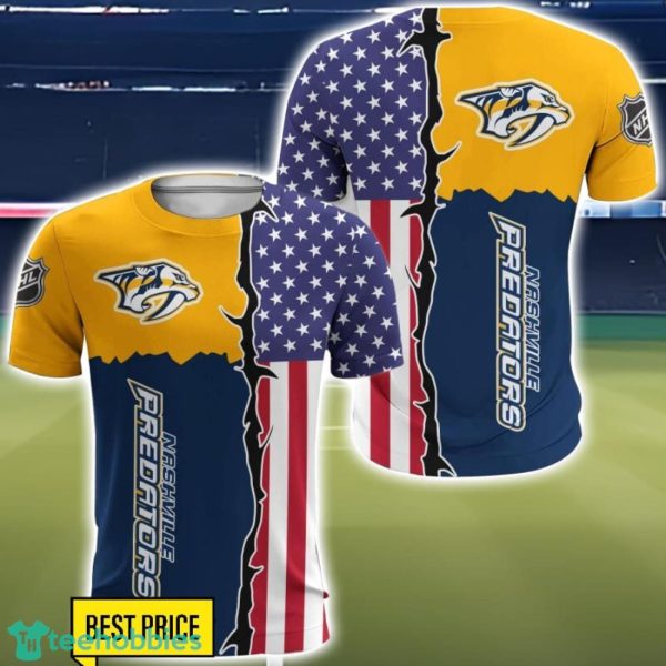 Nashville Predators US Flag 3D All Over Printed T-shirt Hoodie Sweatshirt Product Photo 5