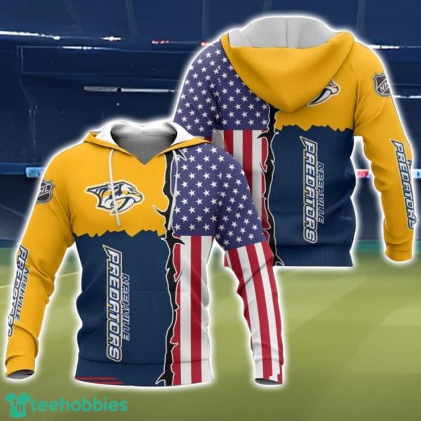 Nashville Predators US Flag 3D All Over Printed T-shirt Hoodie Sweatshirt Product Photo 1