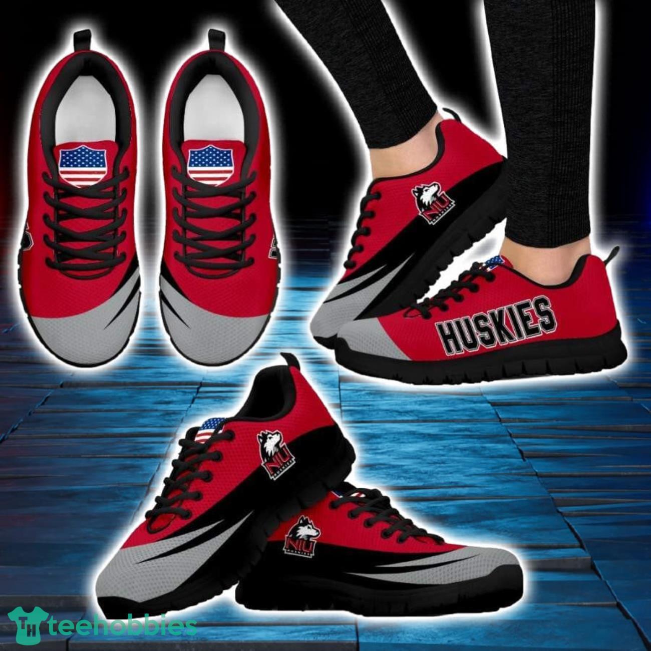 NCAA Northern Illinois Huskies Red Grey Sneakers Running Shoes For Men And Women image NCAA Northern Illinois Huskies Red Grey Sneakers Running Shoes For Men And Women Product Photo 2