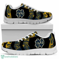NCAA Notre Dame Fighting Irish Black Gold Sneakers Trending Running Shoes For Fans Product Photo 1