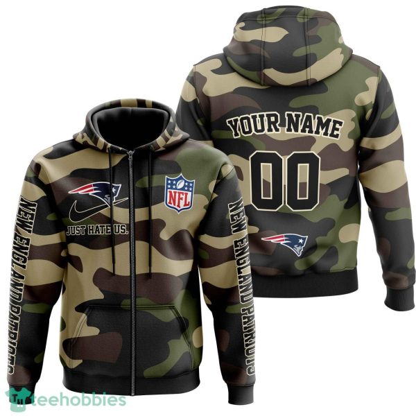 New England Patriots Personalized Name And Number Hoodie Camo Style For Fans Product Photo 2