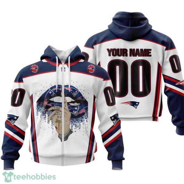 New England Patriots Sexy Lips Custom Name And Number 3D Hoodie Product Photo 2