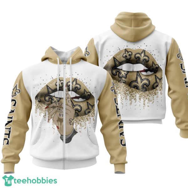 New Orleans Saints Lips 3D Printing Hoodie For Men And Women Product Photo 2