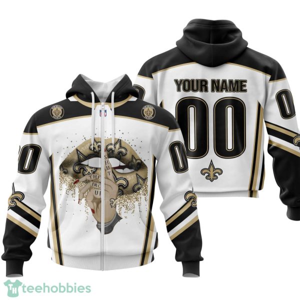 New Orleans Saints Sexy Lips Custom Name And Number 3D Hoodie Product Photo 2