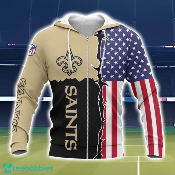 New Orleans Saints US Flag 3D Printing T-Shirt Hoodie Sweatshirt For Fans Product Photo 2