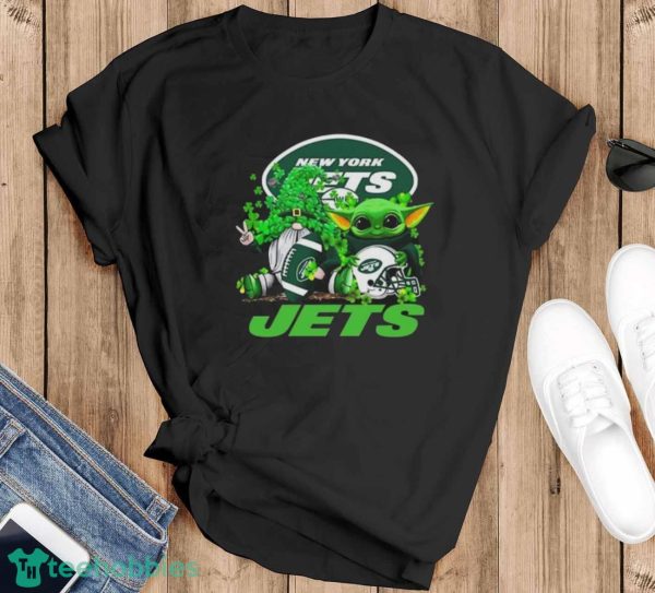 New York Jets Baby Yoda Happy St.Patrick’s Day Shamrock Shirt - Black T-Shirt