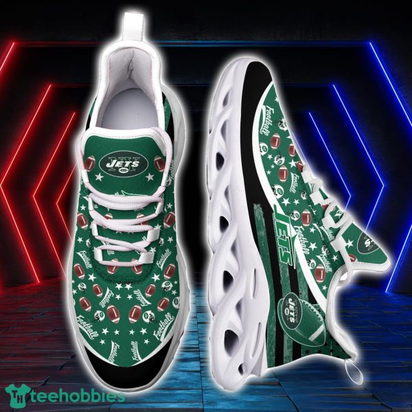 New York Jets NFL Ball Pattern Black And White Clunky Max Soul Shoes Running Lover Gift Product Photo 2
