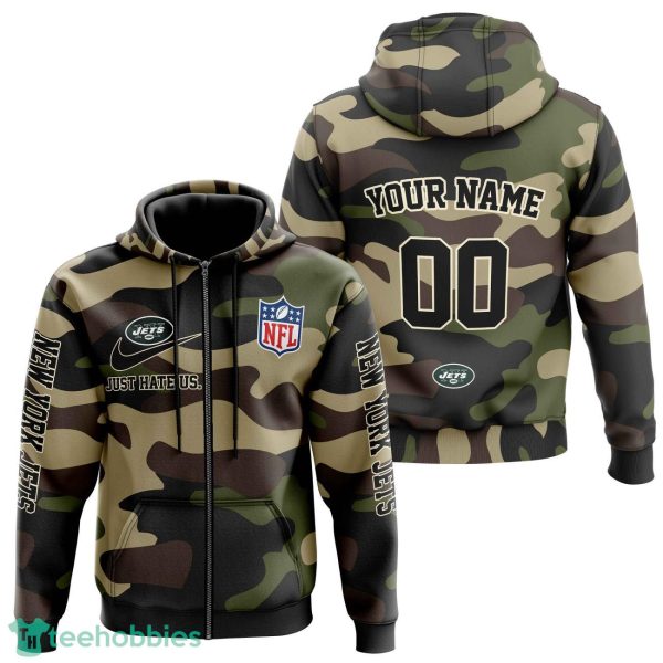 New York Jets Personalized Name And Number Hoodie Camo Style For Fans Product Photo 2