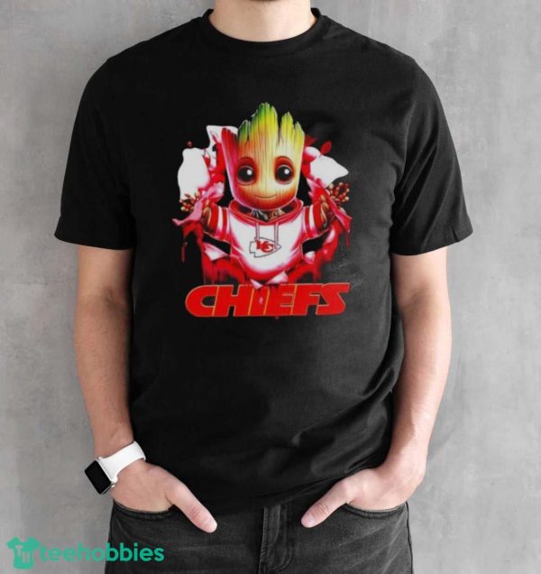 NFL Kansas City Chiefs Baby Groot shirt - Black Unisex T-Shirt