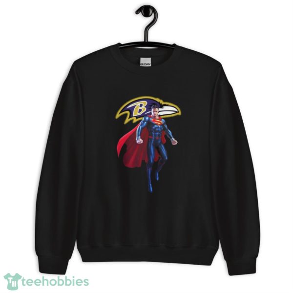 NFL Superman DC Sports Football Baltimore Ravens T Shirt - Unisex Heavy Blend Crewneck Sweatshirt